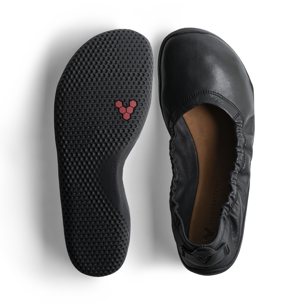 Vivobarefoot Primus Asana Yin Ballerina Leather Womens Obsidian 3  - OzBarefoot