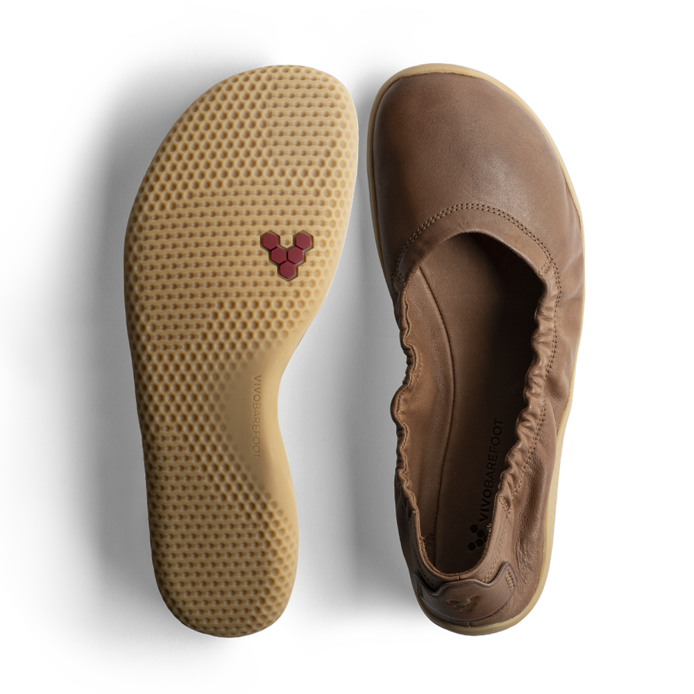Vivobarefoot Primus Asana Yin Ballerina Leather Womens Tan 3  - OzBarefoot