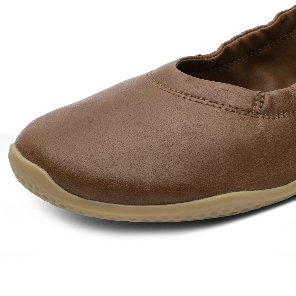 Vivobarefoot Primus Asana Yin Ballerina Leather Womens Tan 8  - OzBarefoot