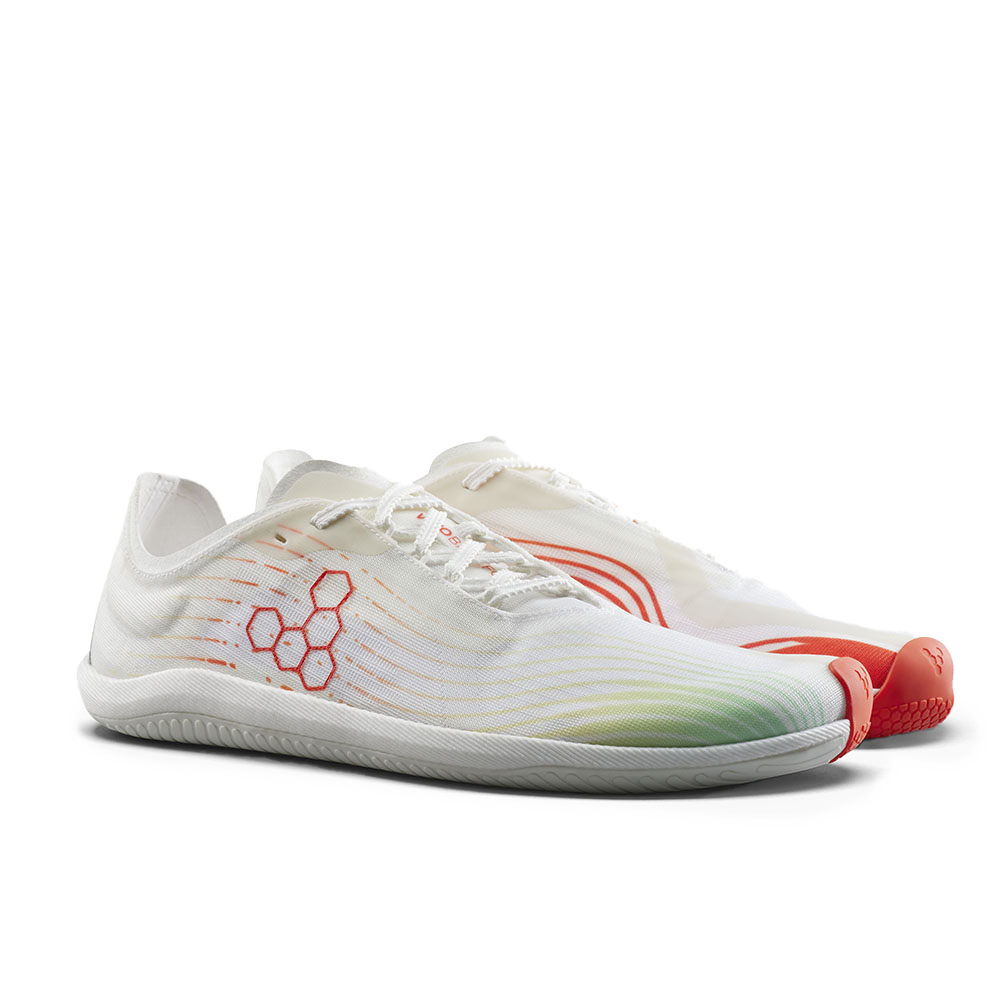 Vivobarefoot Primus Flow Mens Bright White/ Neon Orange 2  - OzBarefoot