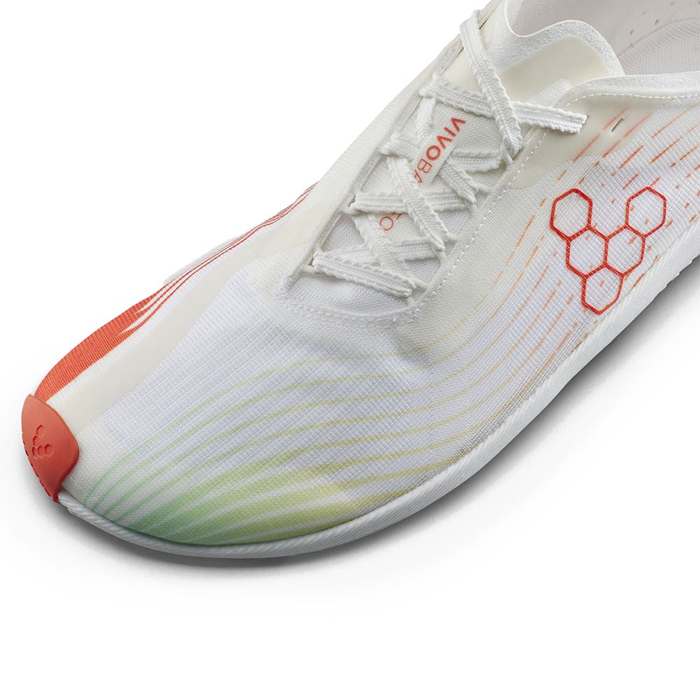 Vivobarefoot Primus Flow Mens Bright White/ Neon Orange 7  - OzBarefoot