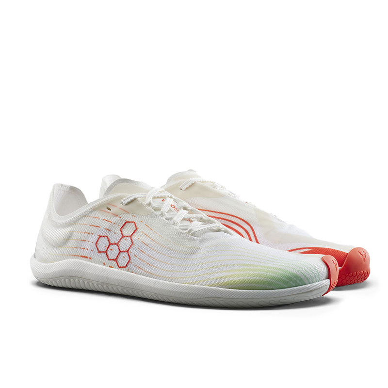 Vivobarefoot Primus Flow Mens Bright White/ Neon Orange 2  - OzBarefoot