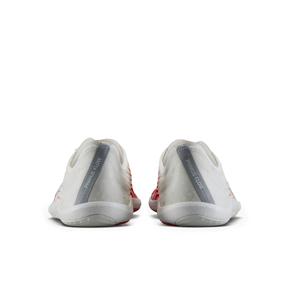 Vivobarefoot Primus Flow Mens Bright White/ Neon Orange 5  - OzBarefoot