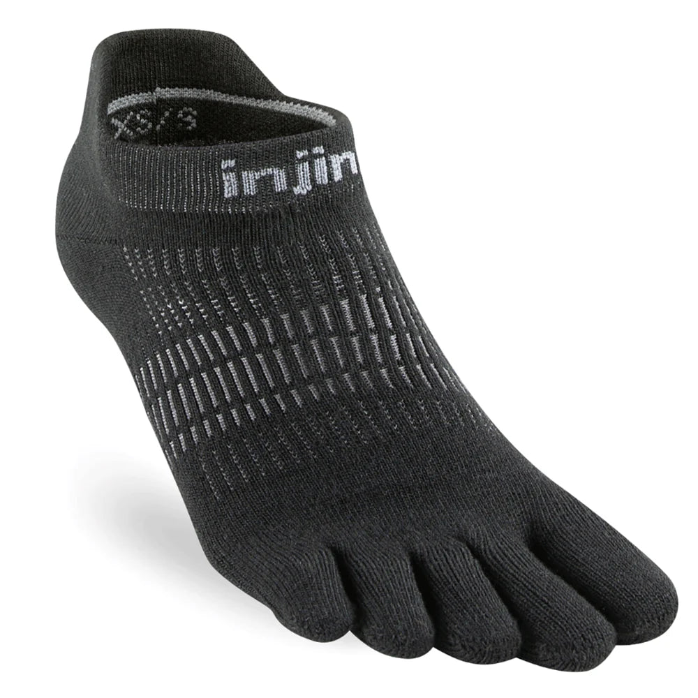 Injinji Toe Socks RUN Lightweight No-Show - Black 1  - OzBarefoot