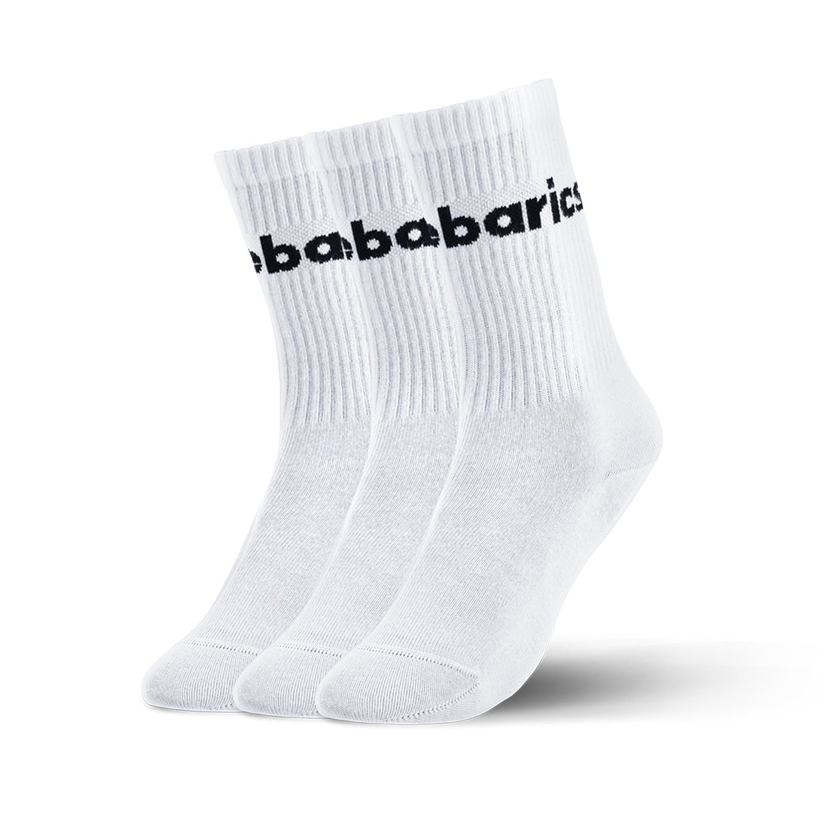 Barebarics - Barefoot Socks - Crew - White - Big logo - 3 pack 1  - OzBarefoot