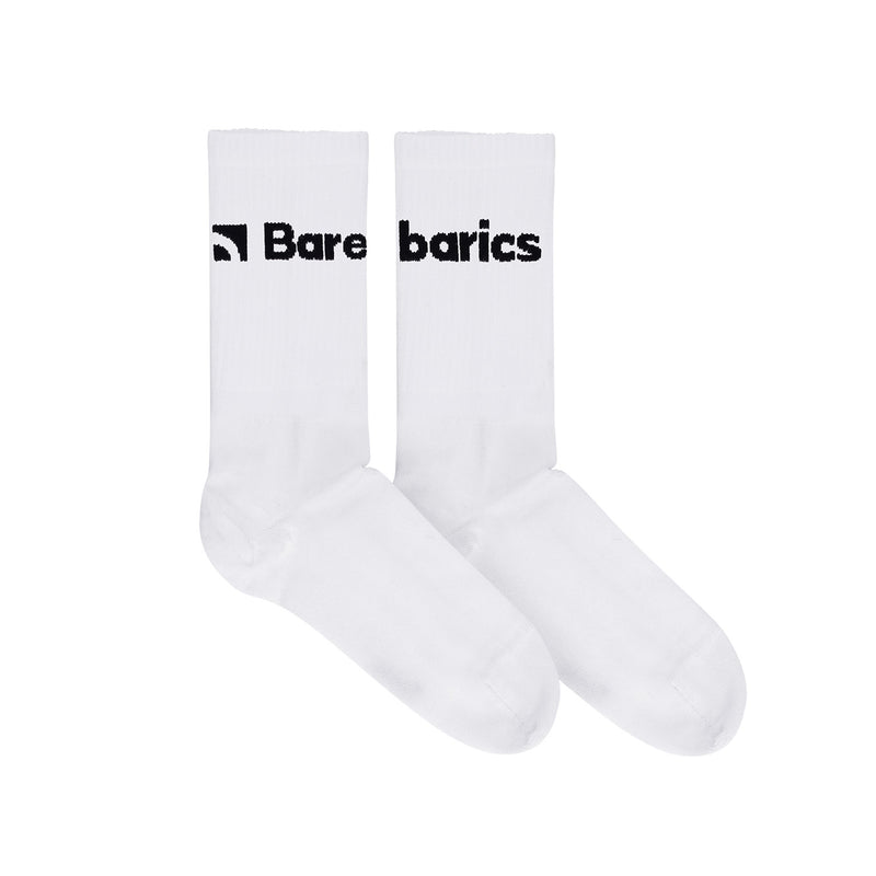 Barebarics - Barefoot Socks - Crew - White - Big logo - 3 pack 2  - OzBarefoot