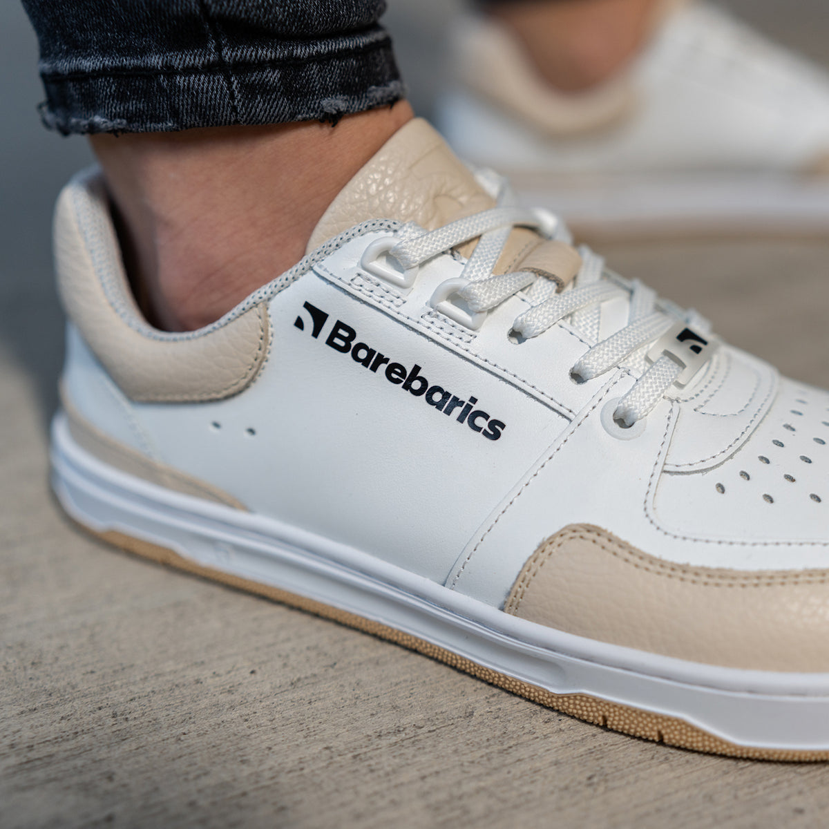 Barefoot Sneakers Barebarics Wave - White & Beige 18  - OzBarefoot