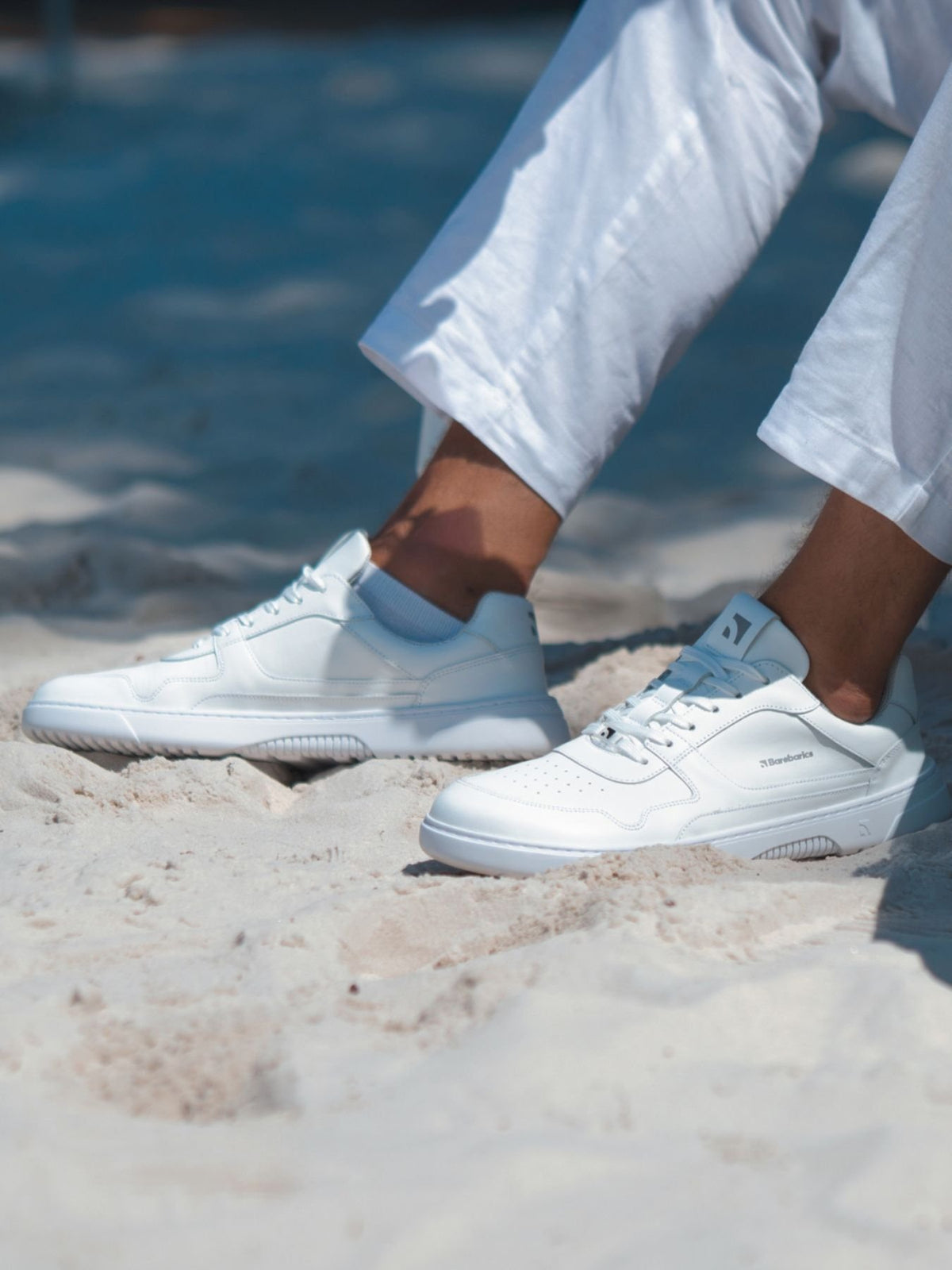 Barefoot Sneakers Barebarics Zing - All White - Leather 2  - OzBarefoot