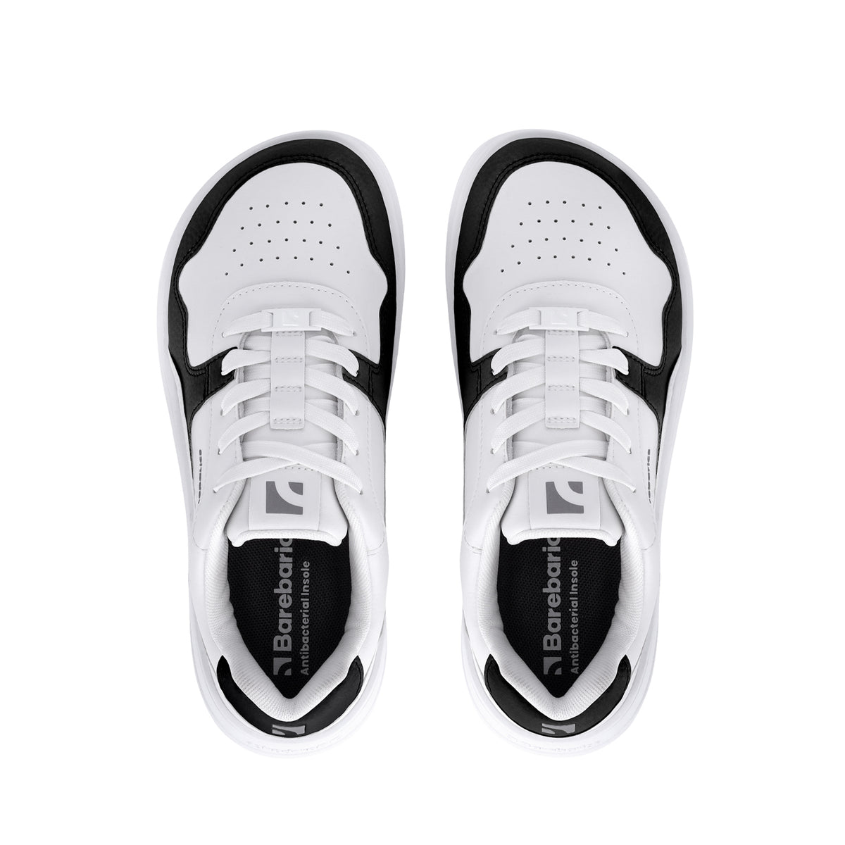 Barefoot Sneakers Barebarics Zing - White & Black - Leather 6  - OzBarefoot