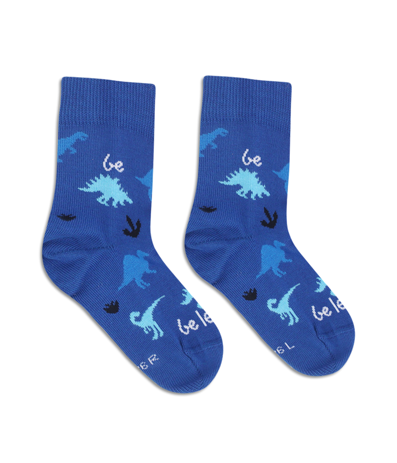 Kids barefoot Socks Be Lenka Kids - Crew - Dino - Royal Blue