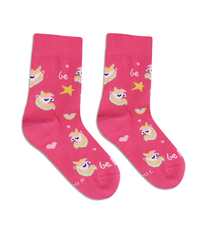 Kids barefoot Socks Be Lenka Kids - Crew - Unicorn - BubleGum Pink